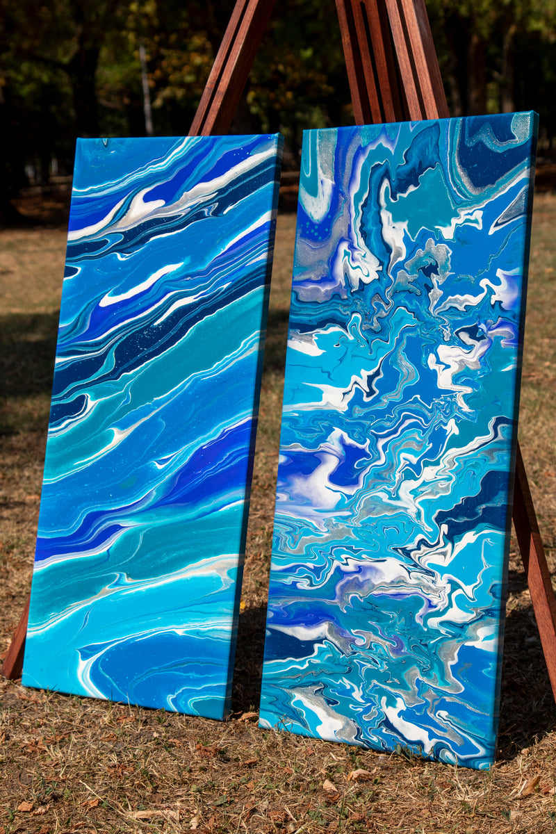 Calm & Edgy in Blue 2pcs 30x70 cm