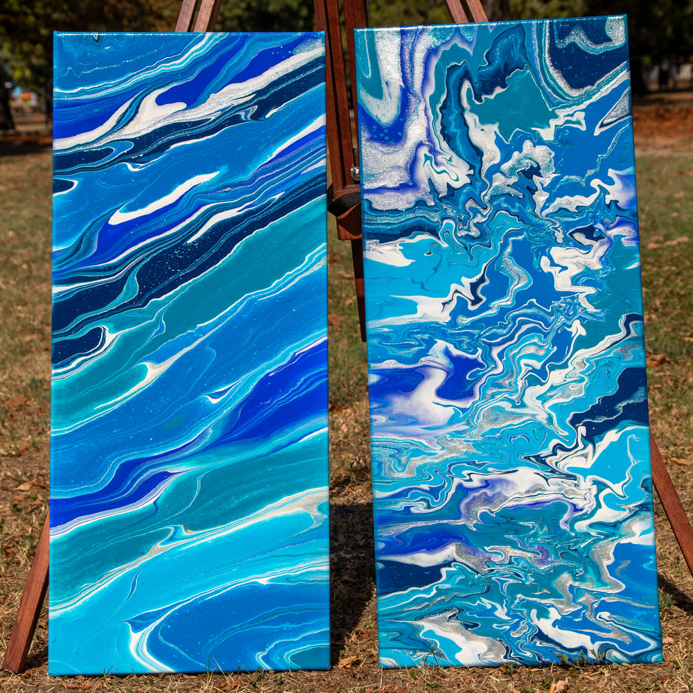Calm & Edgy in Blue 2pcs 30x70 cm